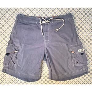 J Crew Men's Size 36 Swim Trunks Blue Gray Tie Pockets Beach Surfing Resort